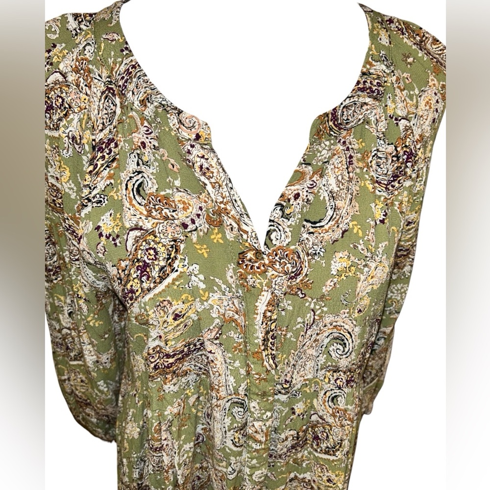 mellóday paisley cinched style peasant tunic mid sleeve women’s top - Picture 5 of 11